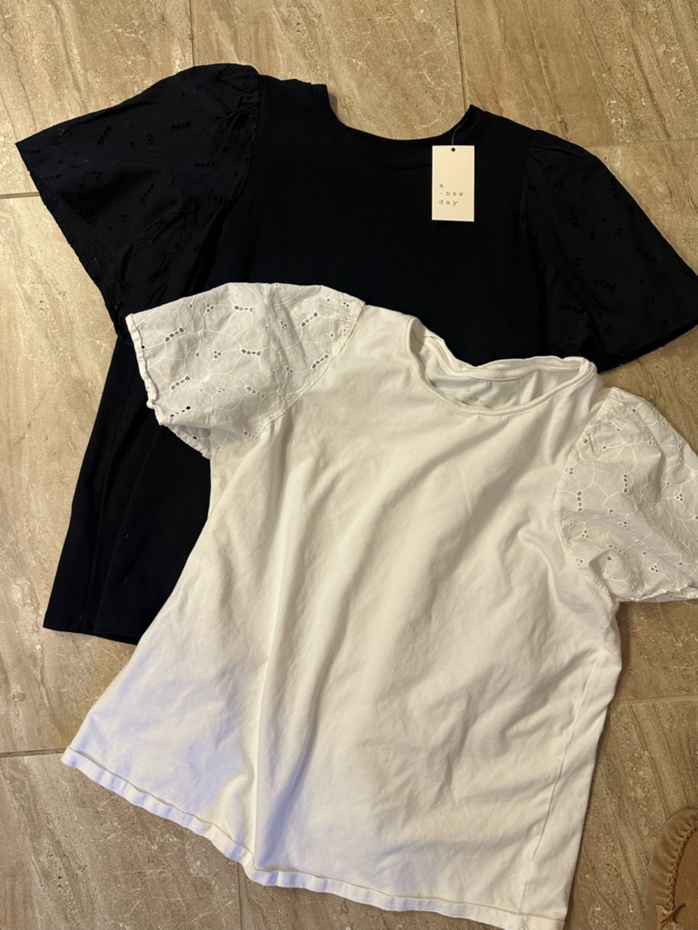 A New Day set of eyelet sleeved Tees